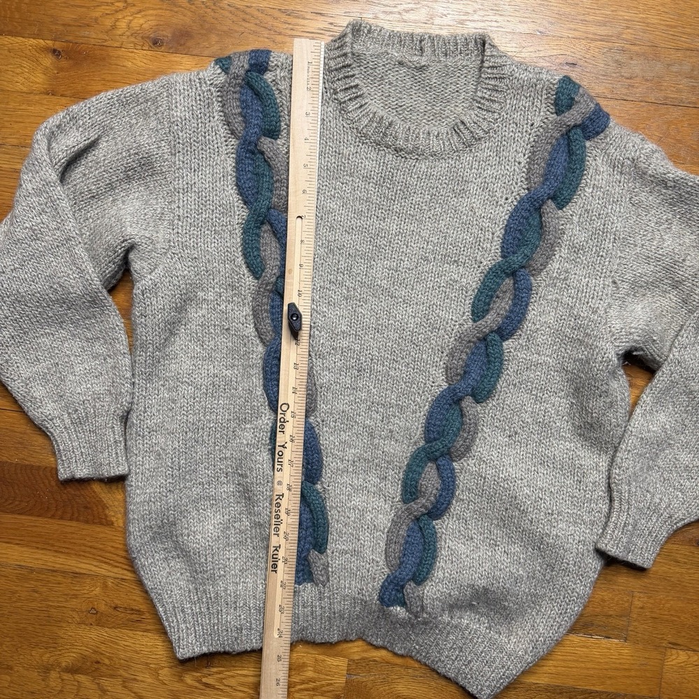 Vintage Abercrombie Fitch Cable Knit Shetland Wool Crewneck Sweater Sz M / L - Picture 7 of 15